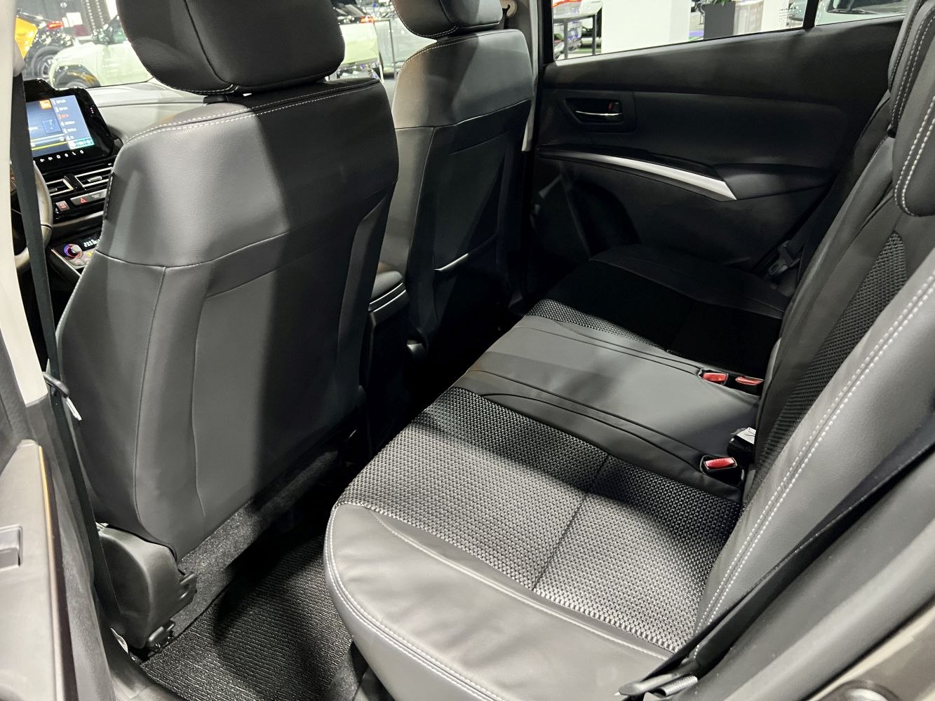 Rear seat interior with premium upholstery and spacious legroom