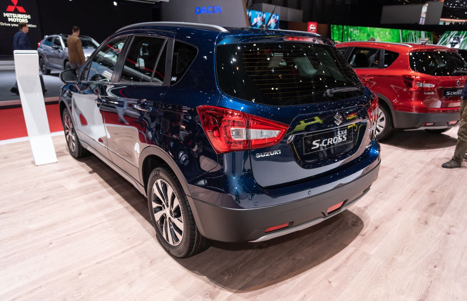 Rear view with distinctive taillights and rear window of a modern compact SUV