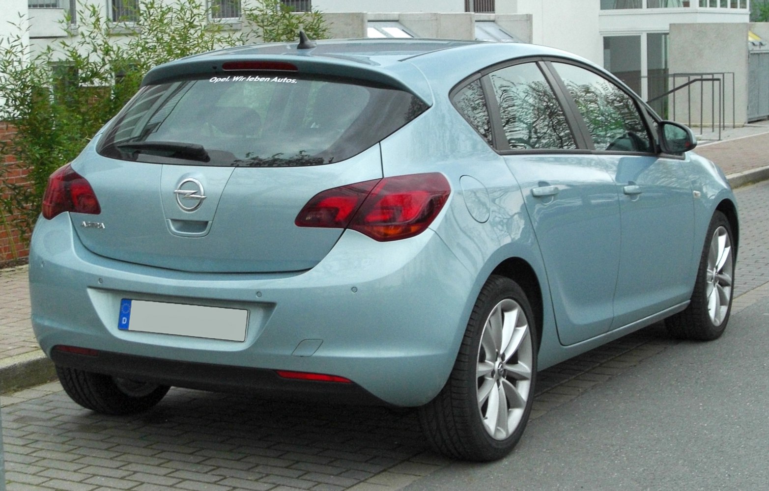 Rear view of hatchback with distinctive taillights and rear design