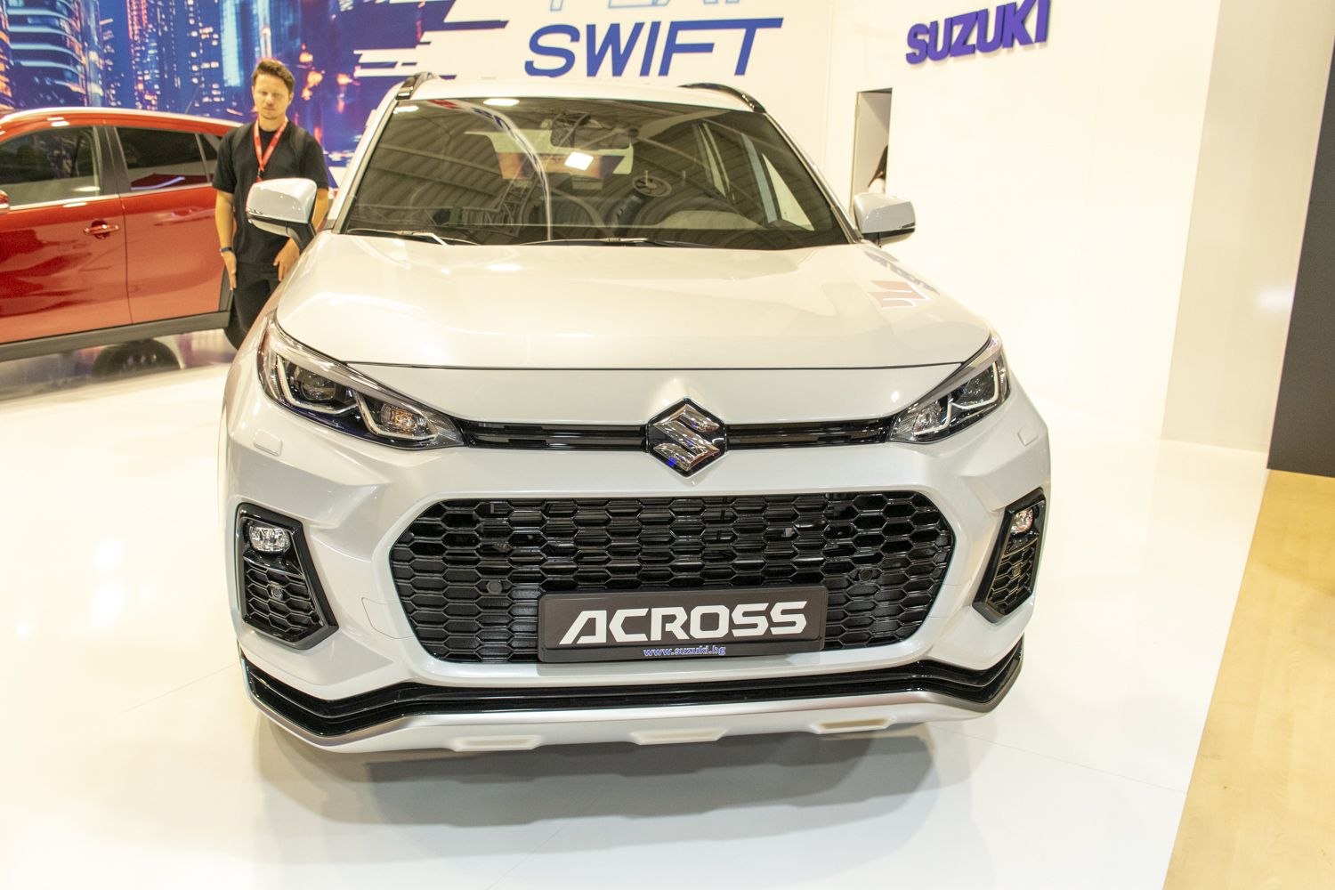 Front grille and LED headlights of a modern SUV.