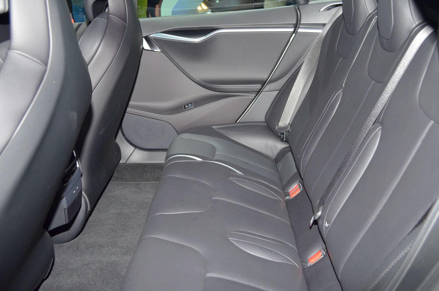 Rear black leather seats and door panel with modern design