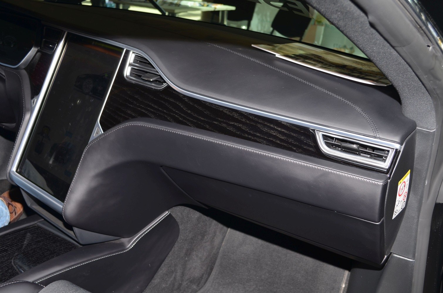 Black leather dashboard and large touchscreen center console