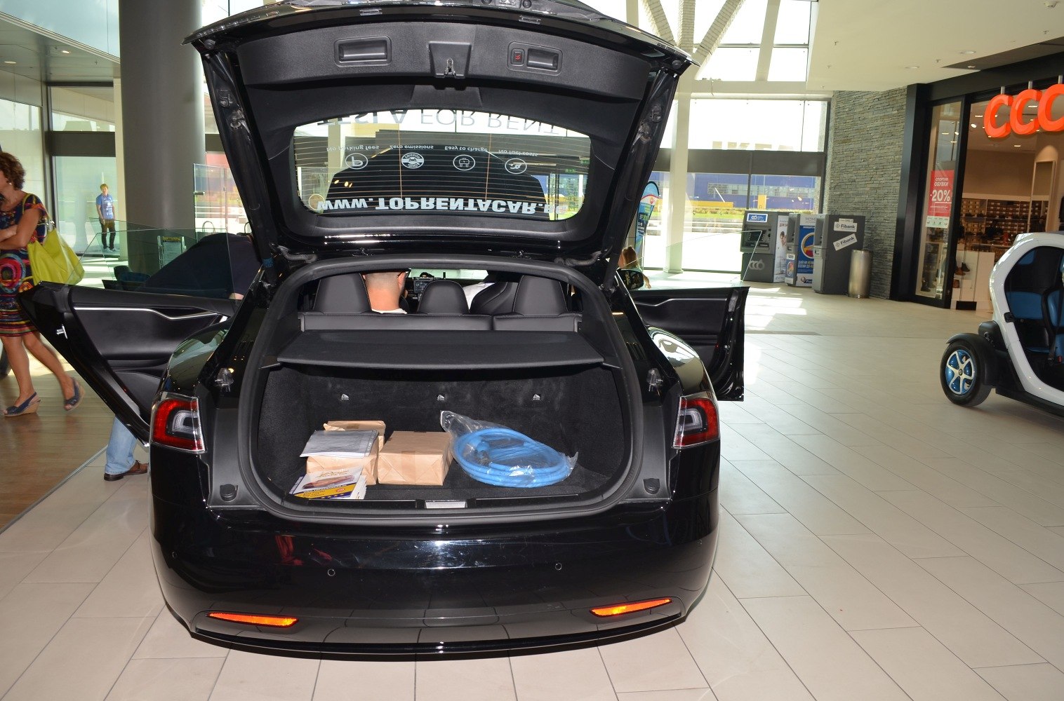 Open trunk and rear interior view with cargo space