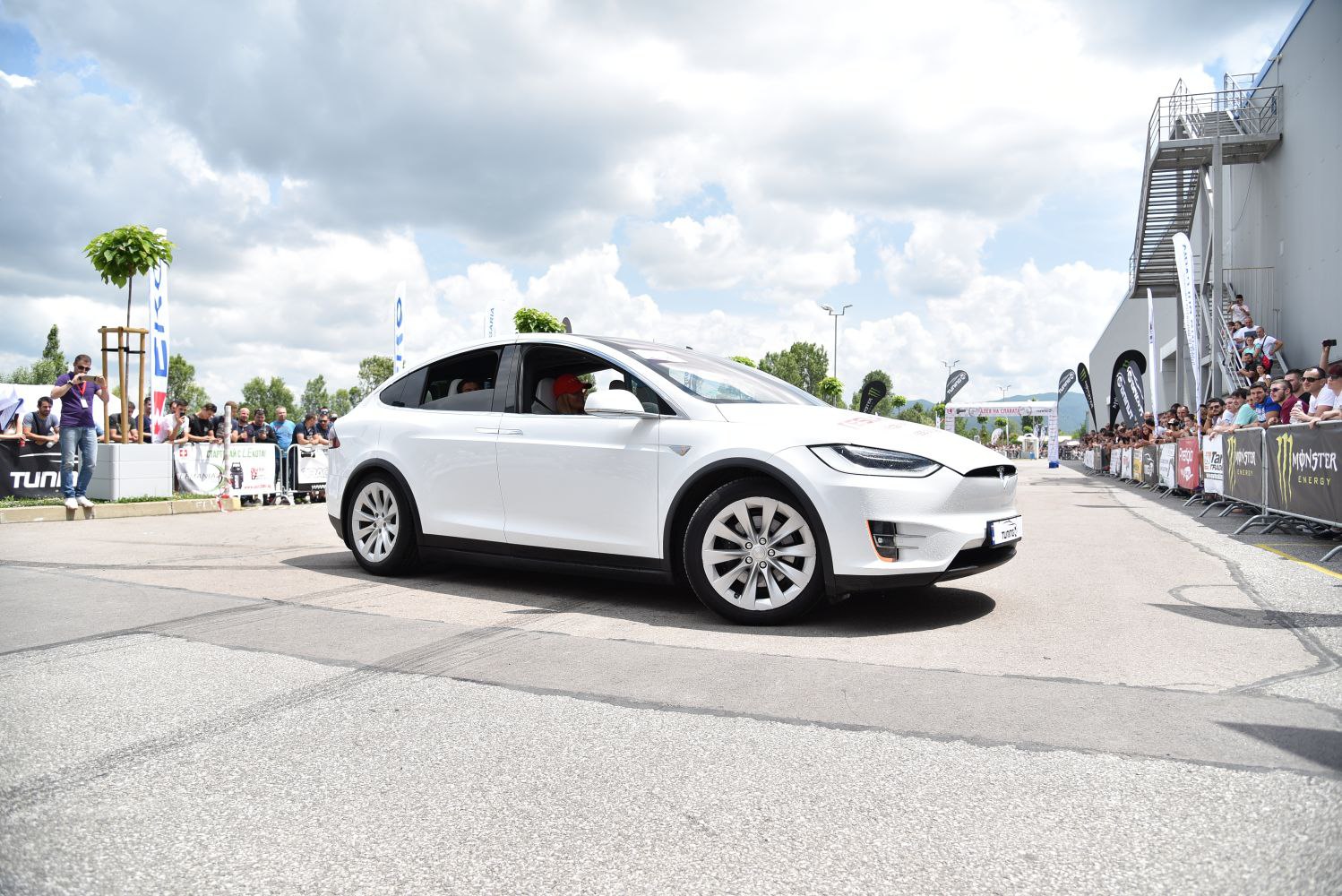 White electric SUV with sleek aerodynamic design