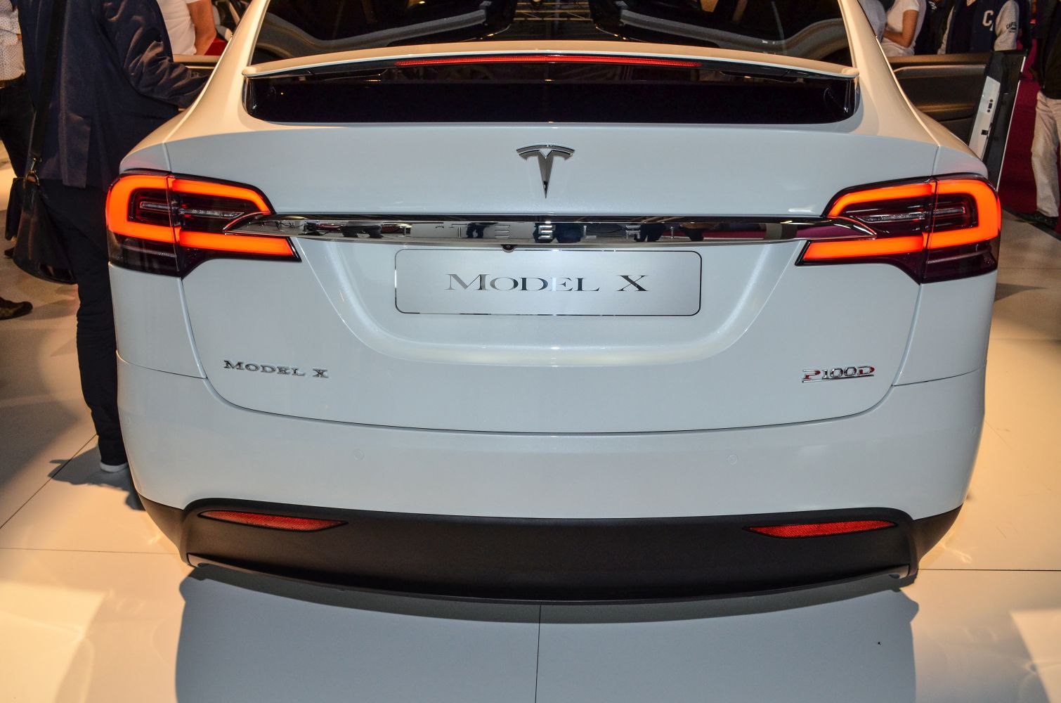 Rear view with LED tail lights and P100D badge