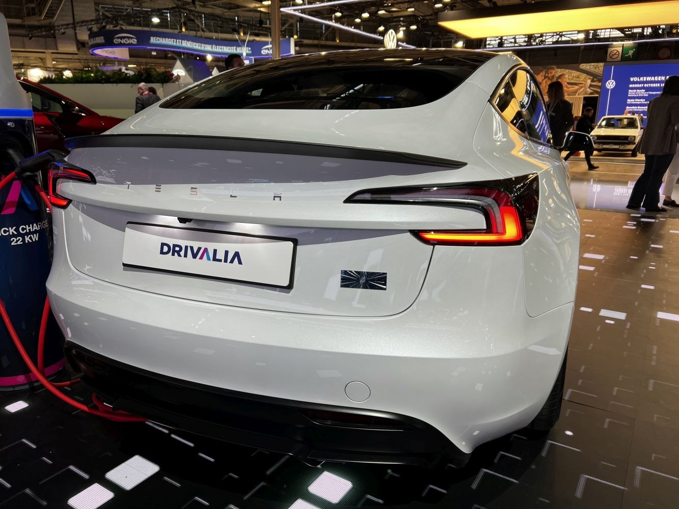 Rear view with illuminated taillights and charging port