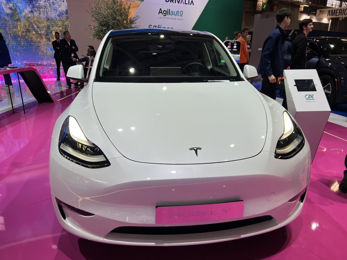 Front view with distinctive headlights and aerodynamic design