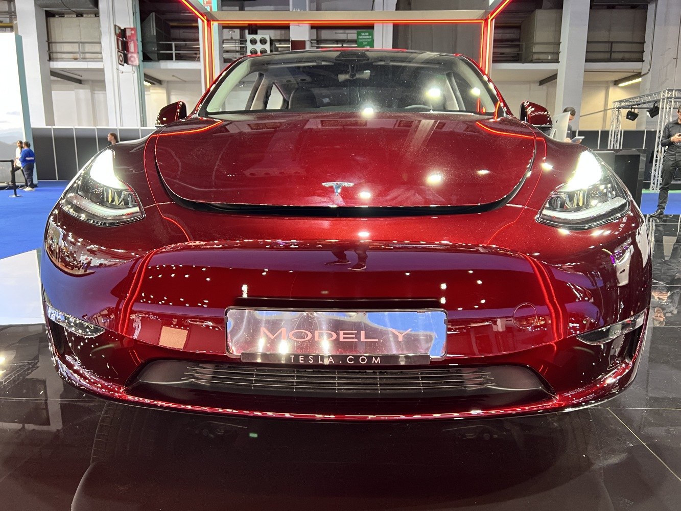 Front view of a vehicle with LED headlights and smooth aerodynamic design
