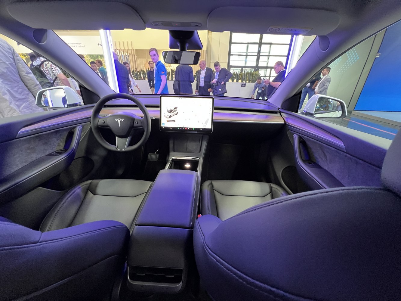 Minimalist interior with central touchscreen and modern dashboard design