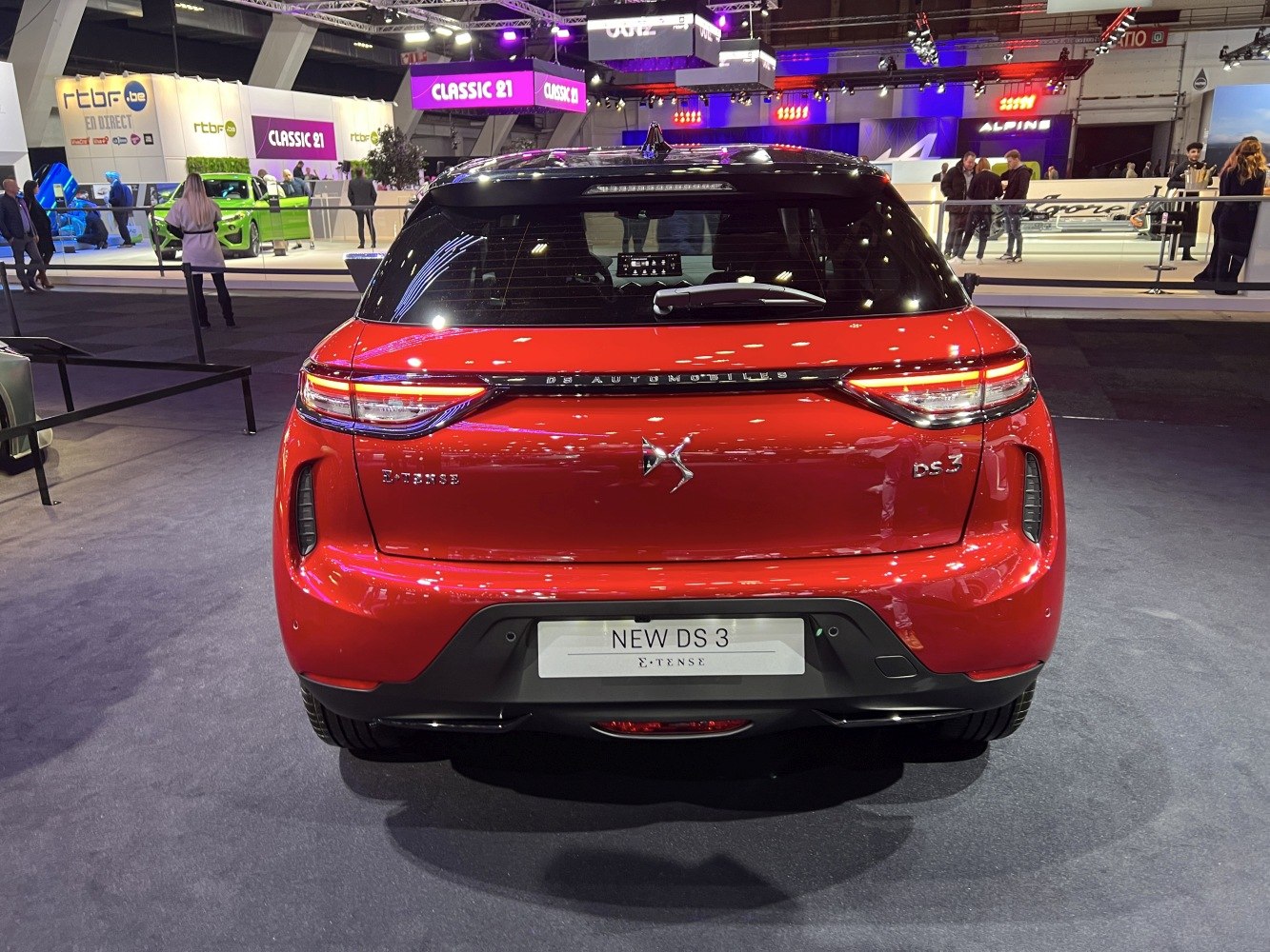 Rear view of a compact hatchback with LED tail lights and dual-tone roof