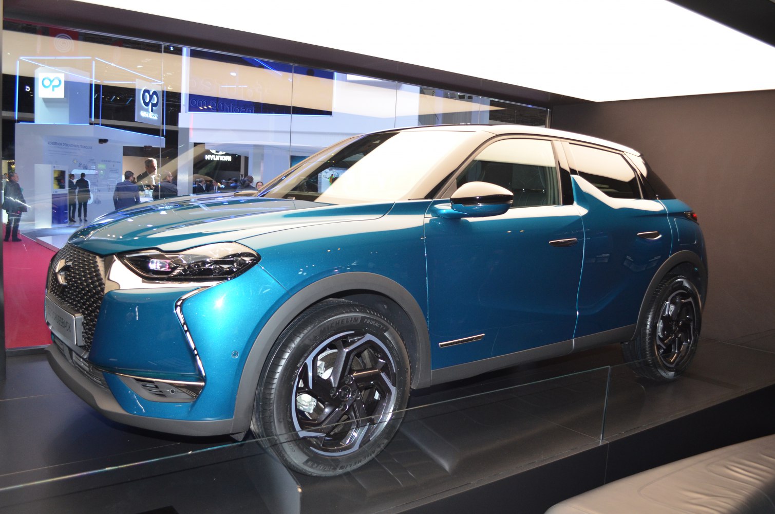 Modern compact SUV front side with grille and LED headlights
