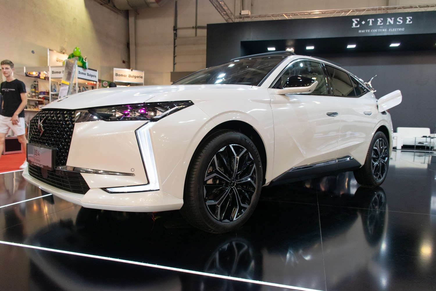 Front side view with LED headlights and stylish alloy wheels