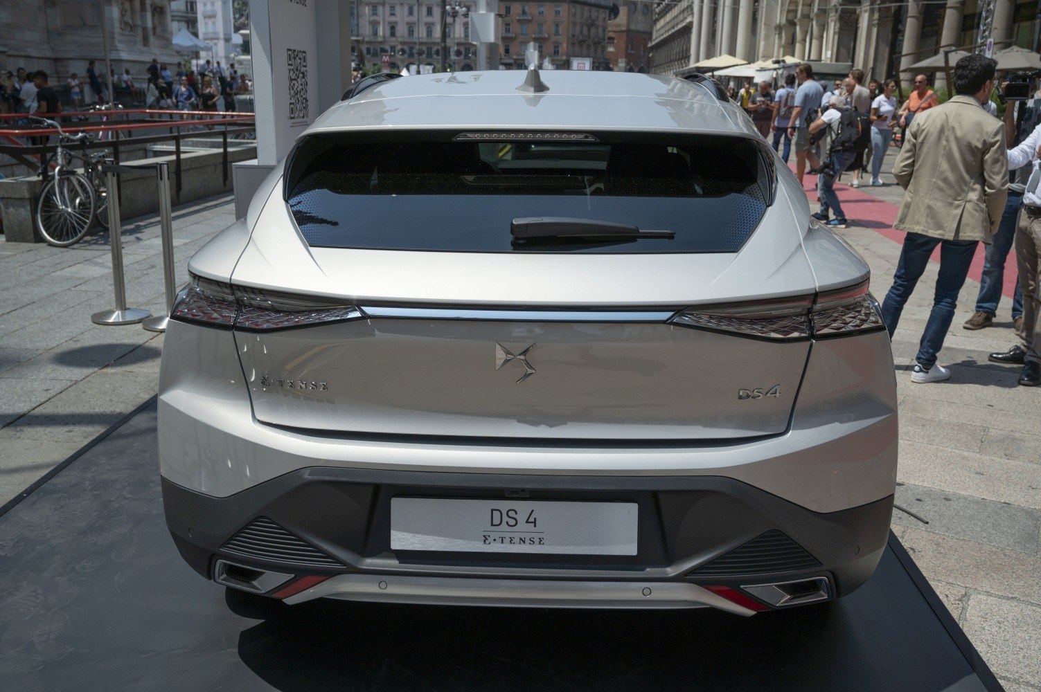 Rear view with sleek taillights and futuristic hatchback design