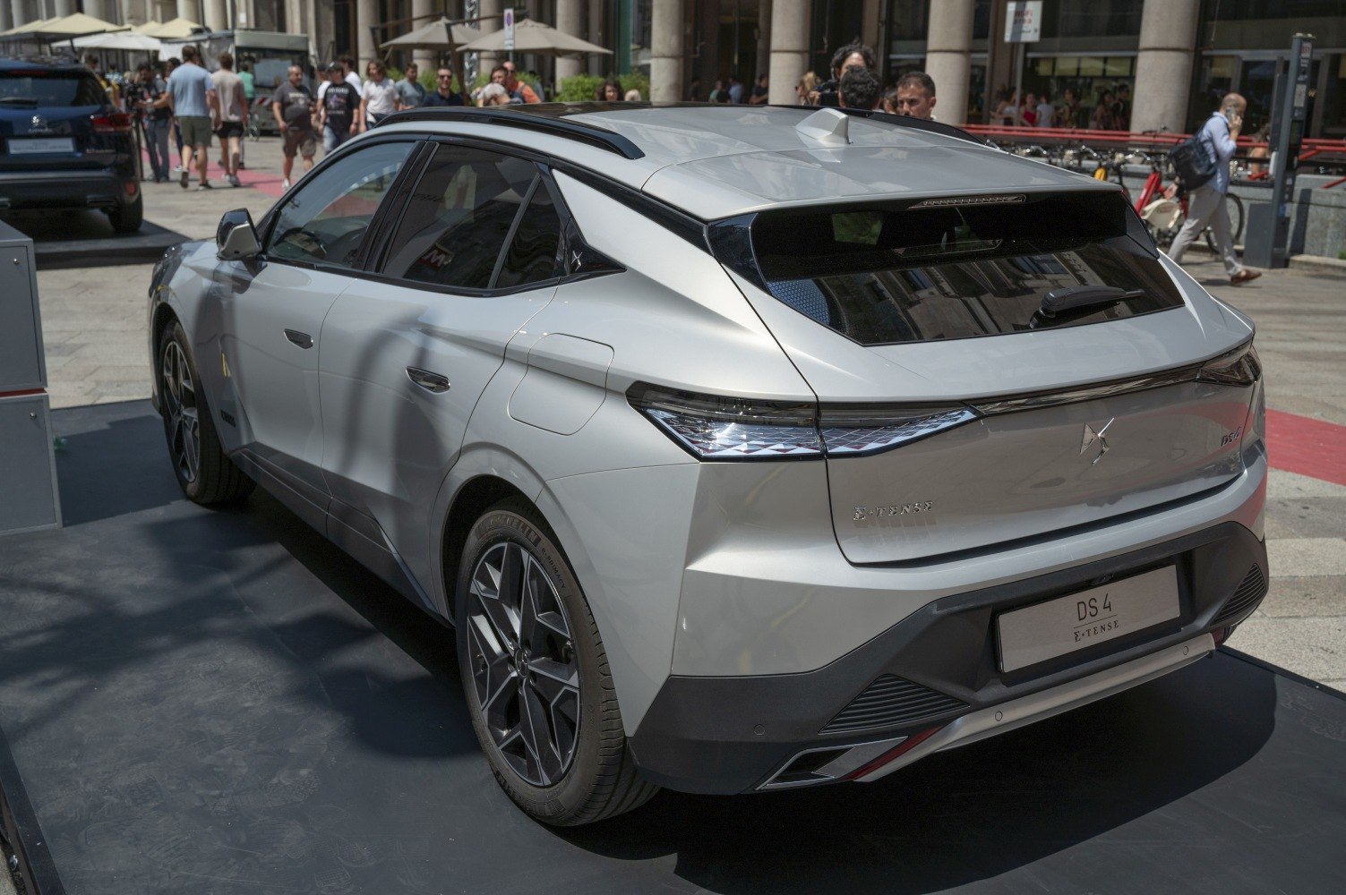 Rear-side view with LED tail lights and angular rear design