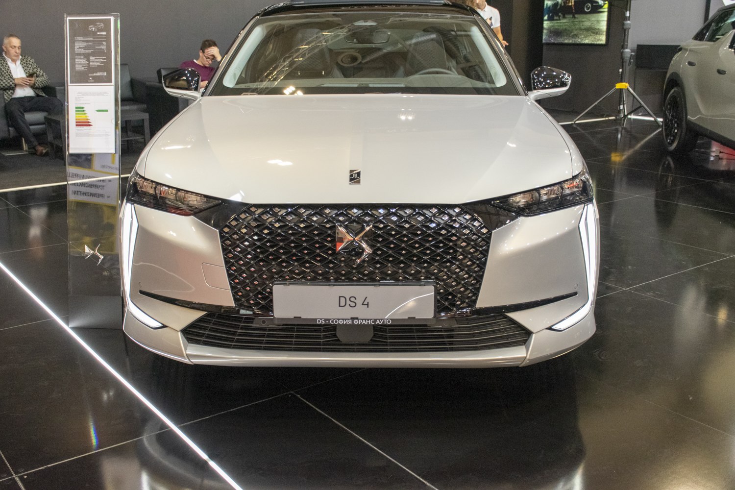 Front view with diamond grille and vertical LED daytime running lights