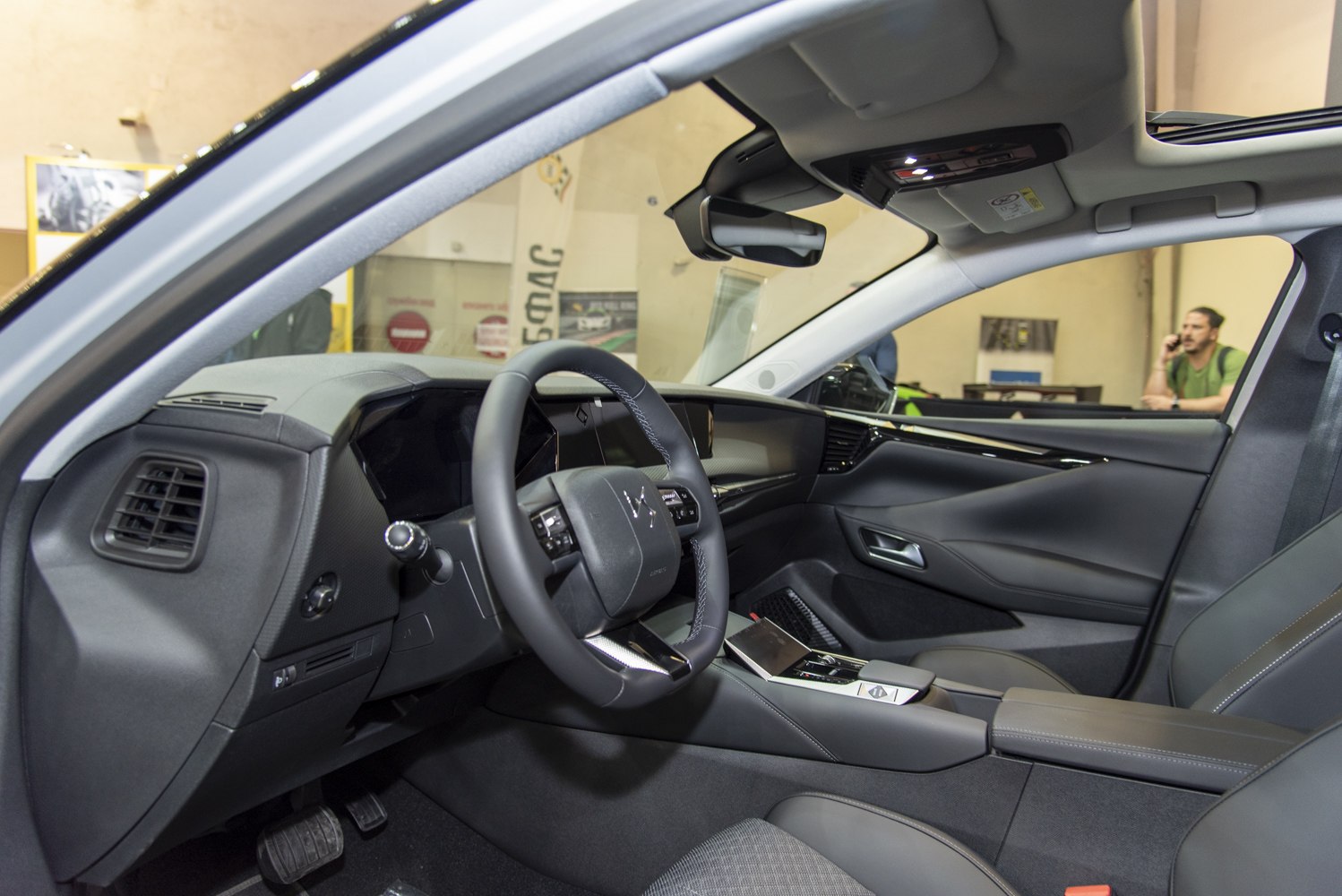 Modern dashboard and steering wheel with digital displays and ergonomic design