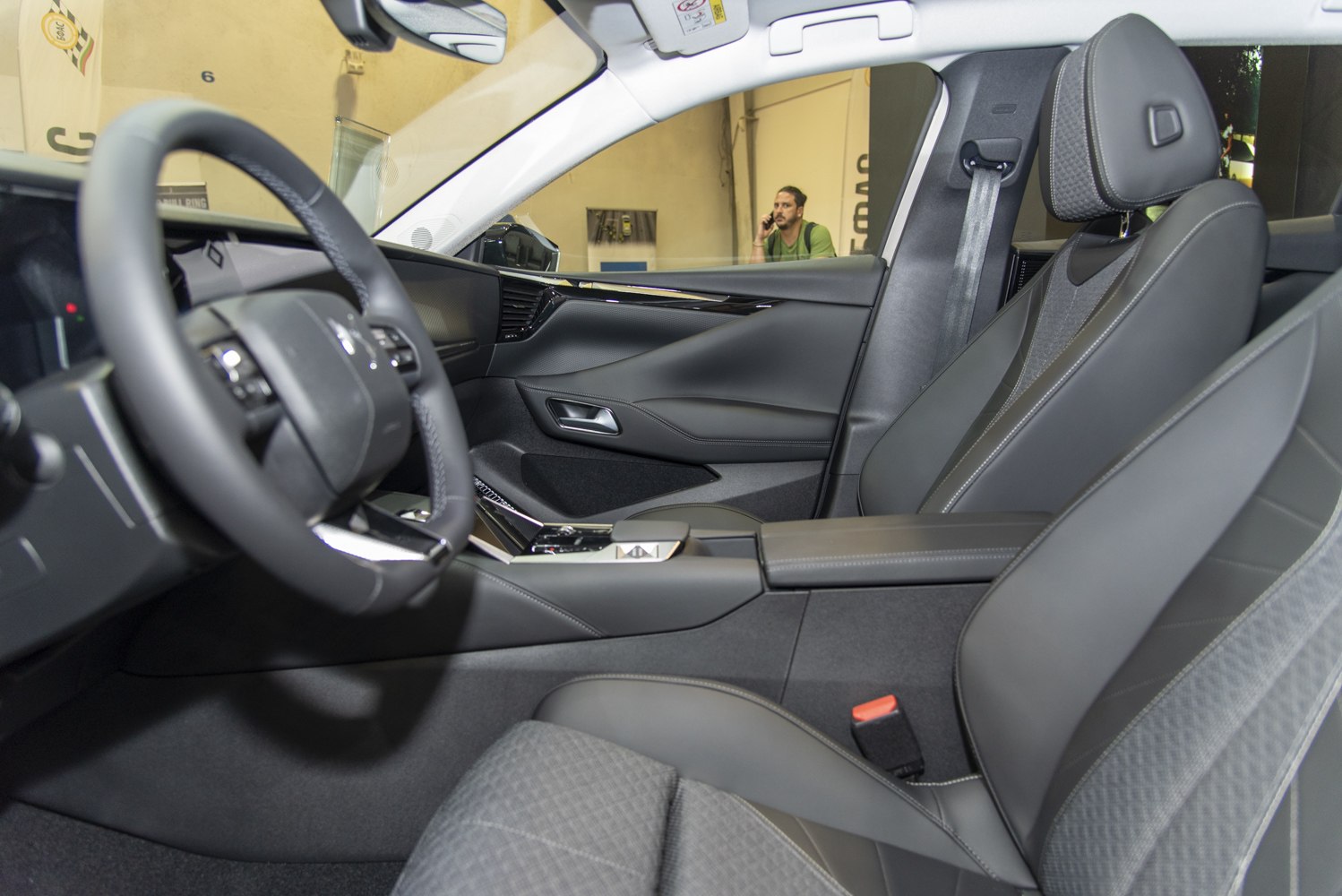 Modern car interior with detailed front seats and door panel