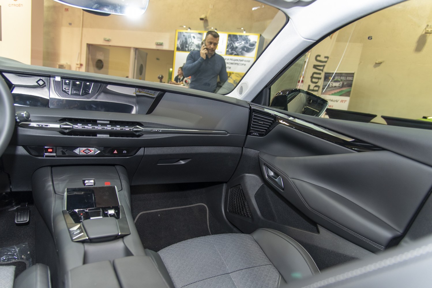 Modern car interior with dashboard and center console design