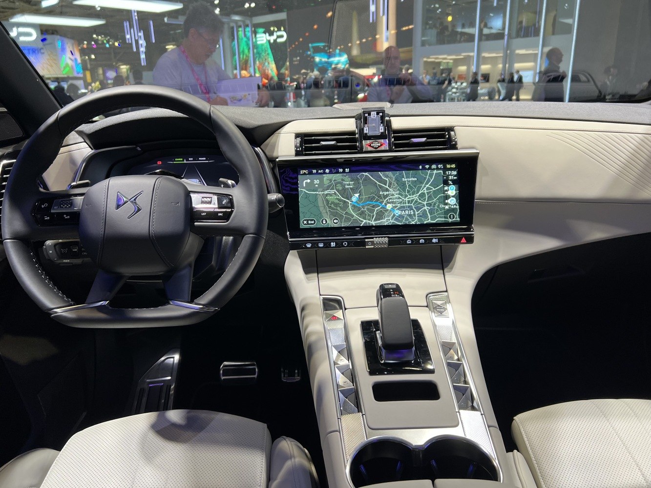 Luxury interior with digital instrument cluster and wide touchscreen navigation display