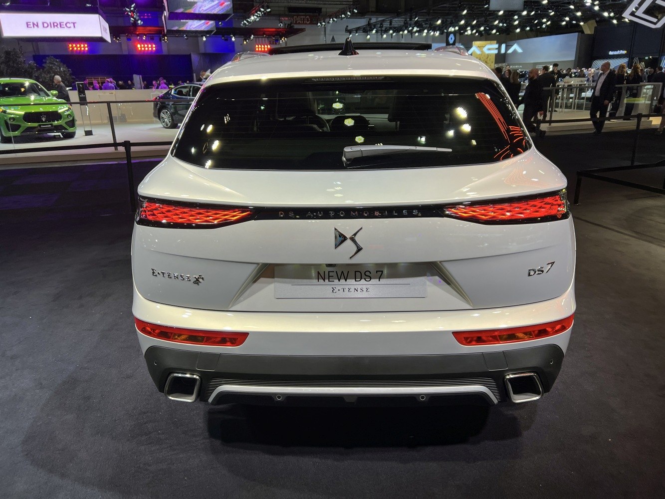 Rear view of SUV with LED taillights and dual exhaust tips