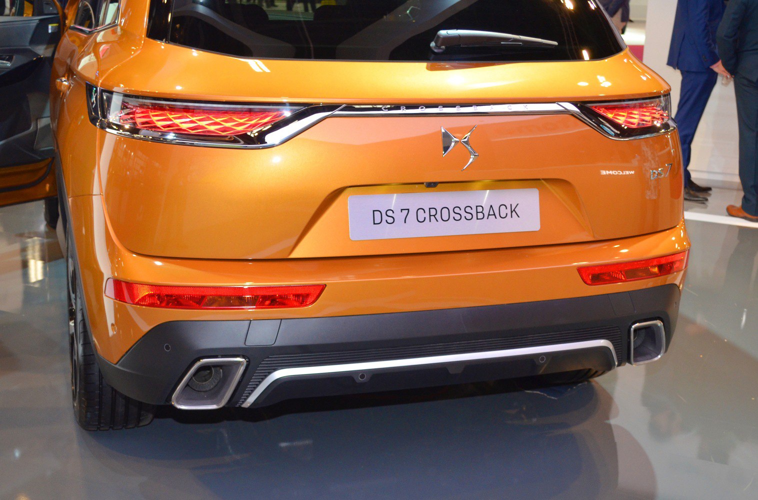 Rear view with LED tail lights and dual exhaust outlets