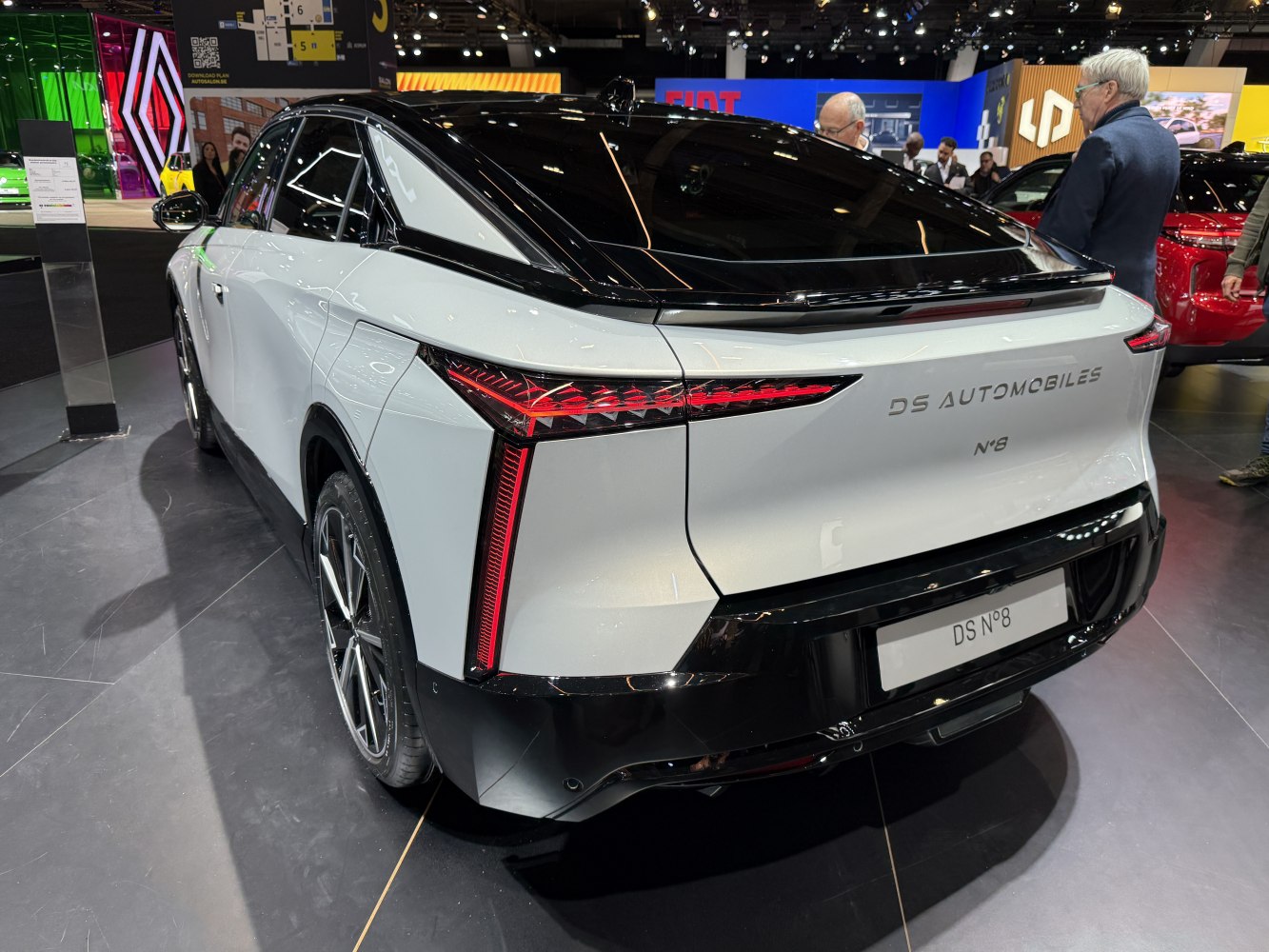 Rear view of modern SUV with LED taillights and black roof