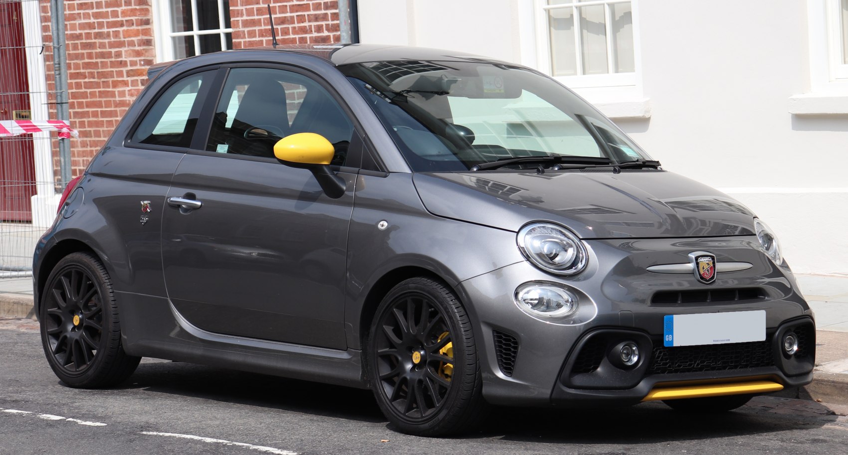 Compact hatch with yellow mirror caps and black alloy wheels