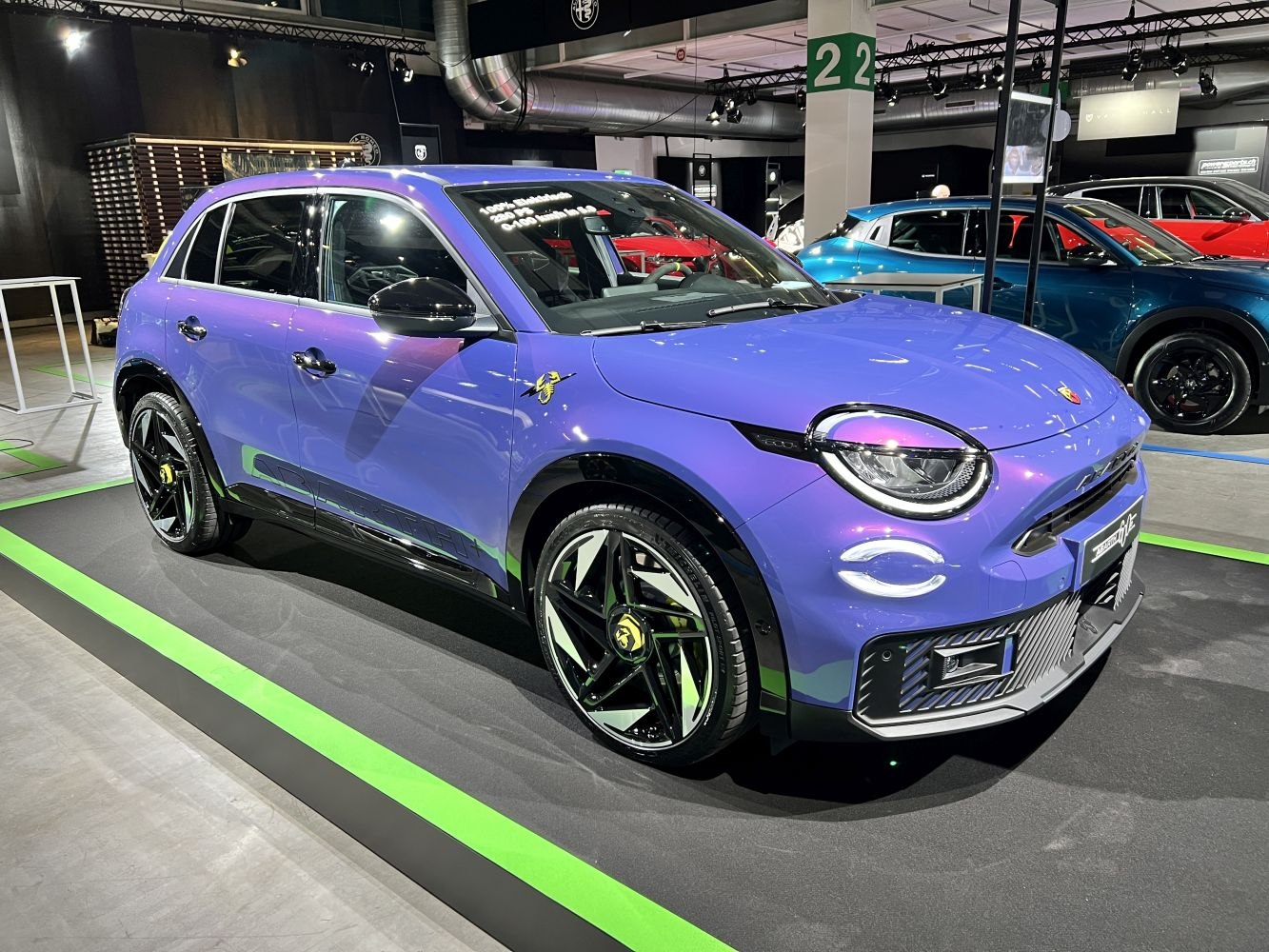 Electric compact hatchback with modern styling and sporty alloy wheels