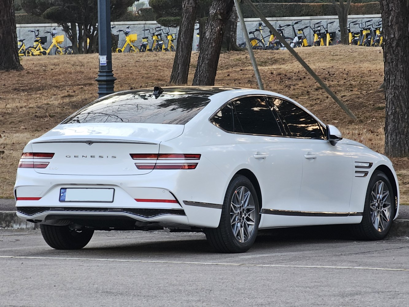Sleek rear design with distinctive horizontal taillights and aerodynamic styling