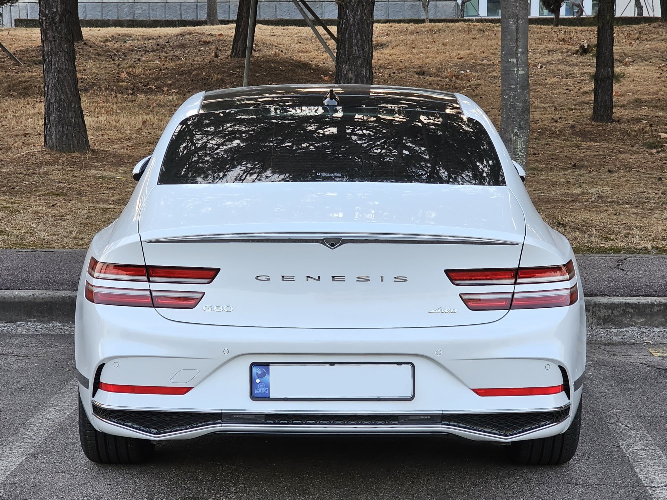 Distinctive taillights and sleek rear design of a luxury sedan.