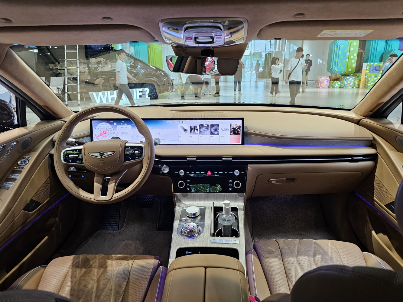 Luxury digital dashboard and sophisticated interior design with ambient lighting