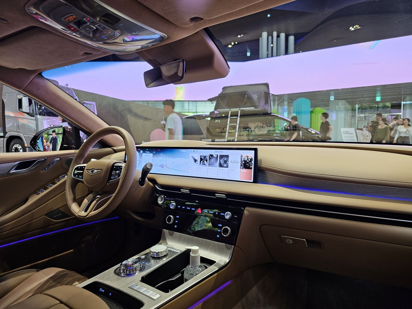 Luxury interior with digital dashboard and ambient lighting
