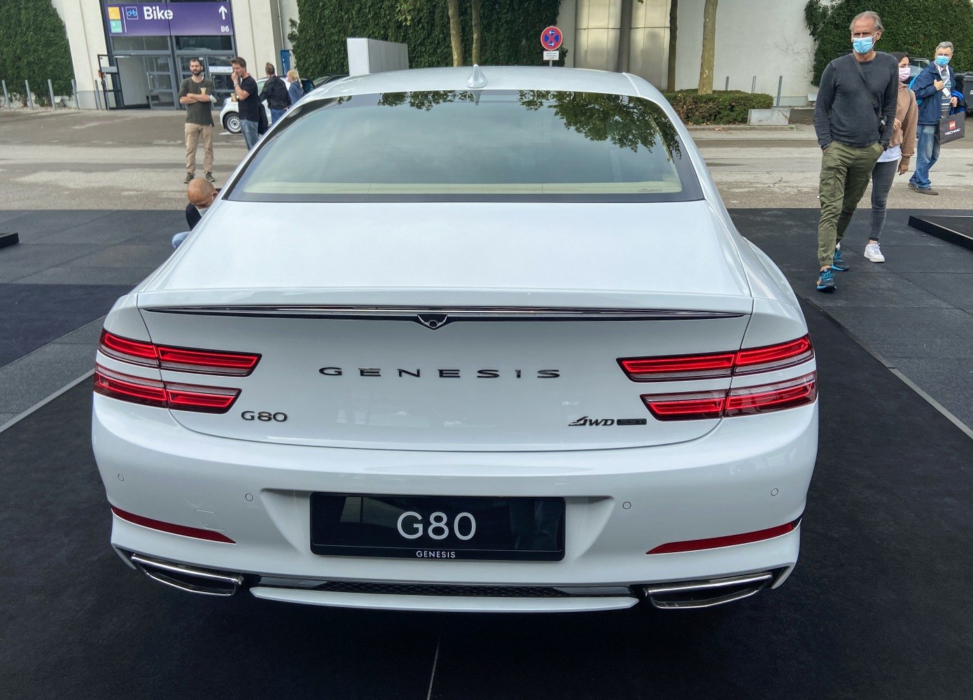 Sleek rear view with distinctive taillights and AWD badge