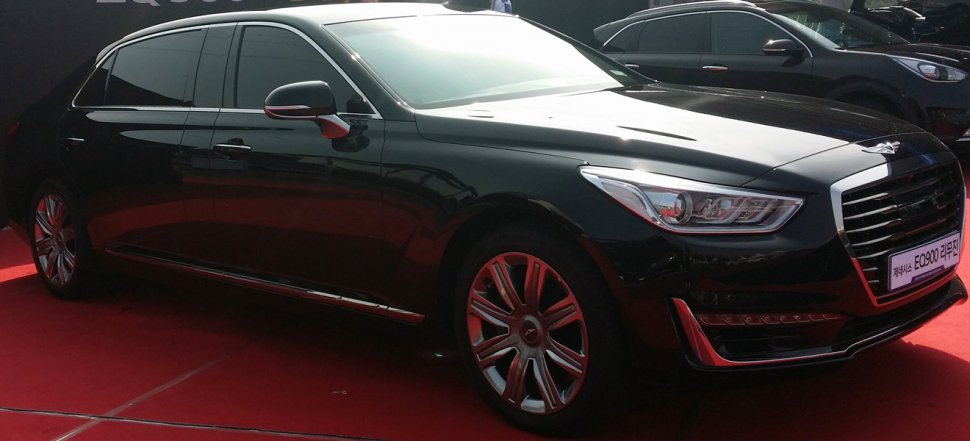 Luxury full-size sedan with LED headlights and chrome grille