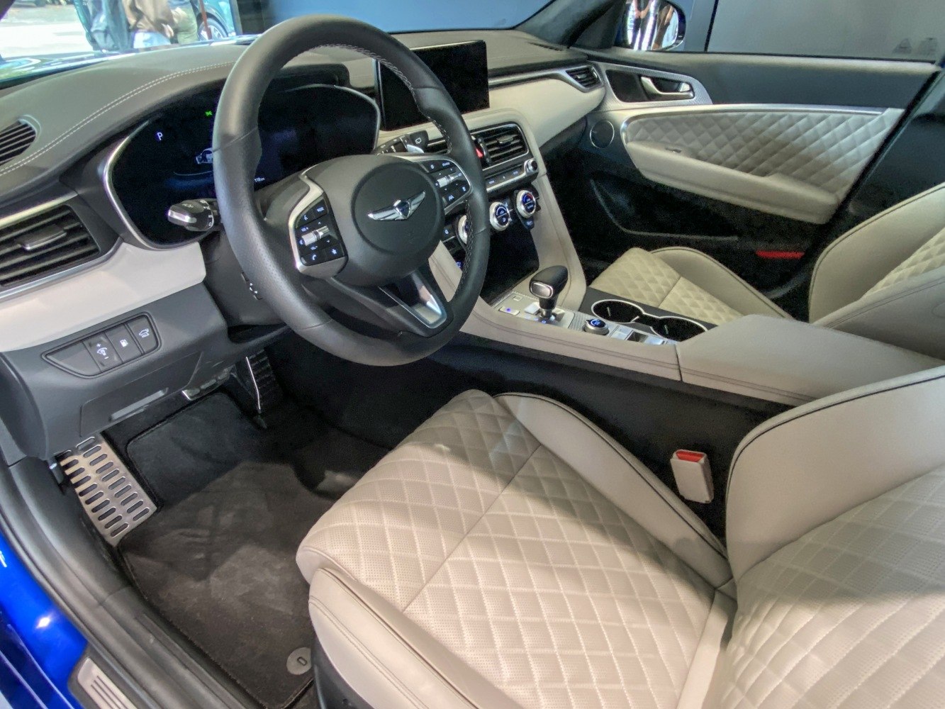 Luxury interior with quilted leather seats and modern dashboard controls