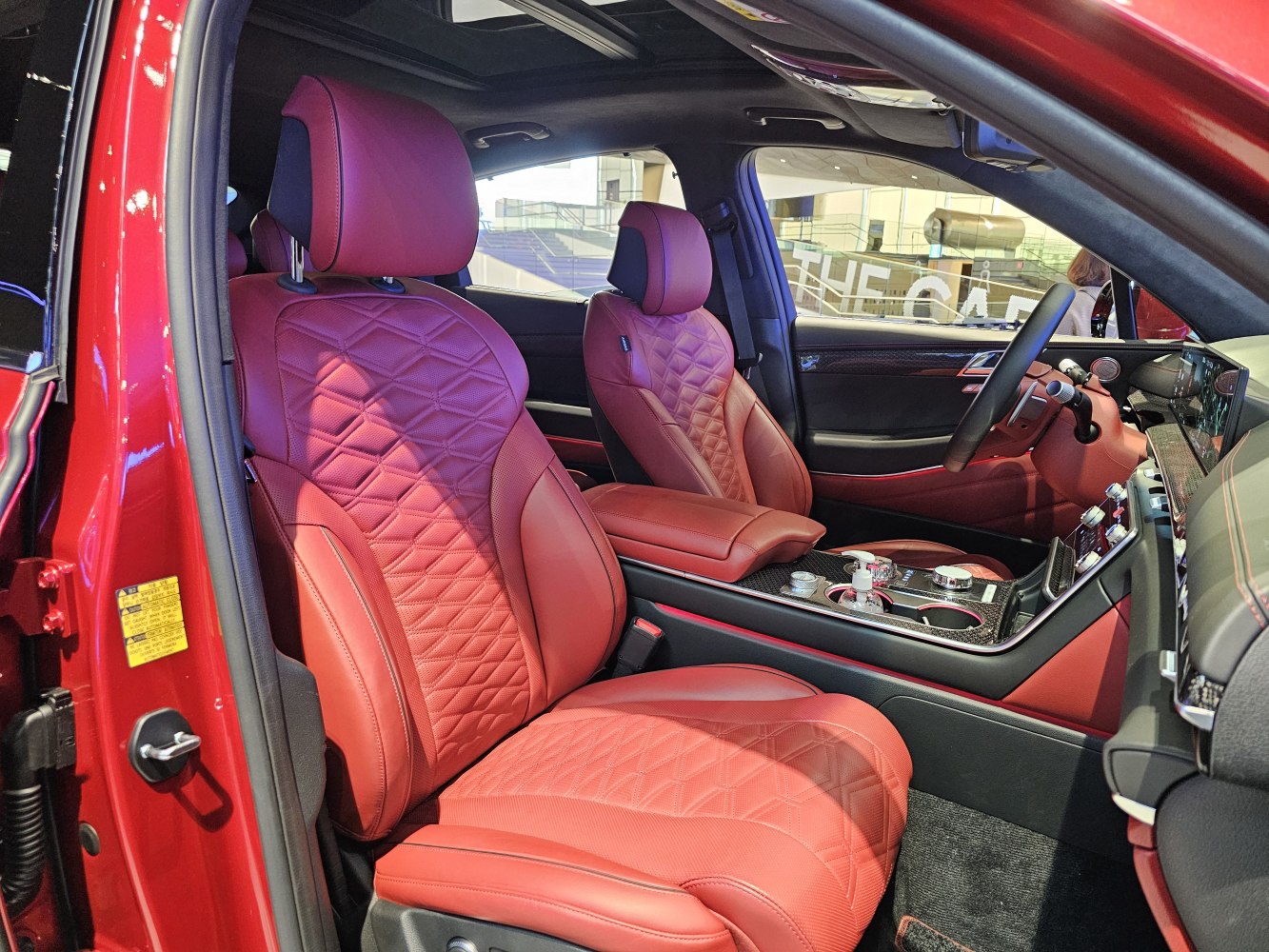Red quilted leather seats and premium SUV coupe interior
