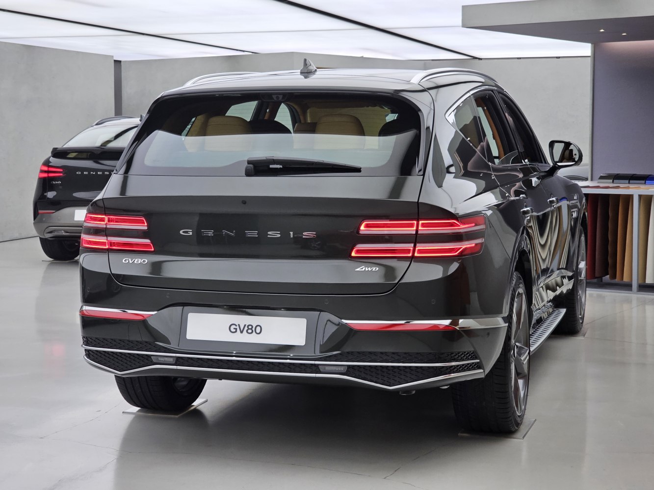 Rear view of SUV with LED tail lights and sporty bumper