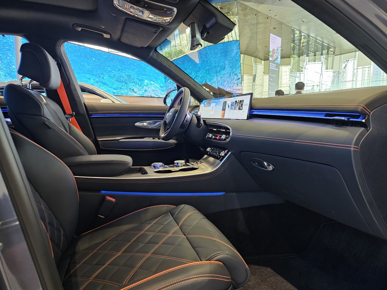 Quilted leather seats and advanced digital dashboard with ambient lighting