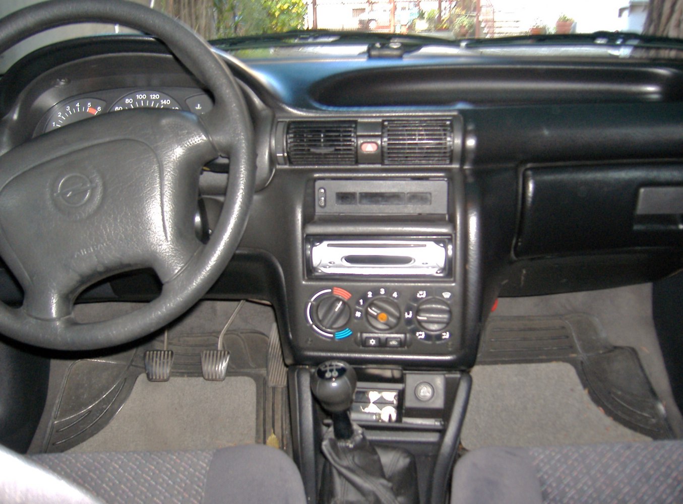 Dashboard with manual gear shifter and control panel