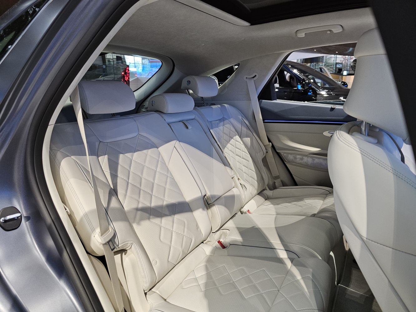 Luxury rear interior with quilted leather seats