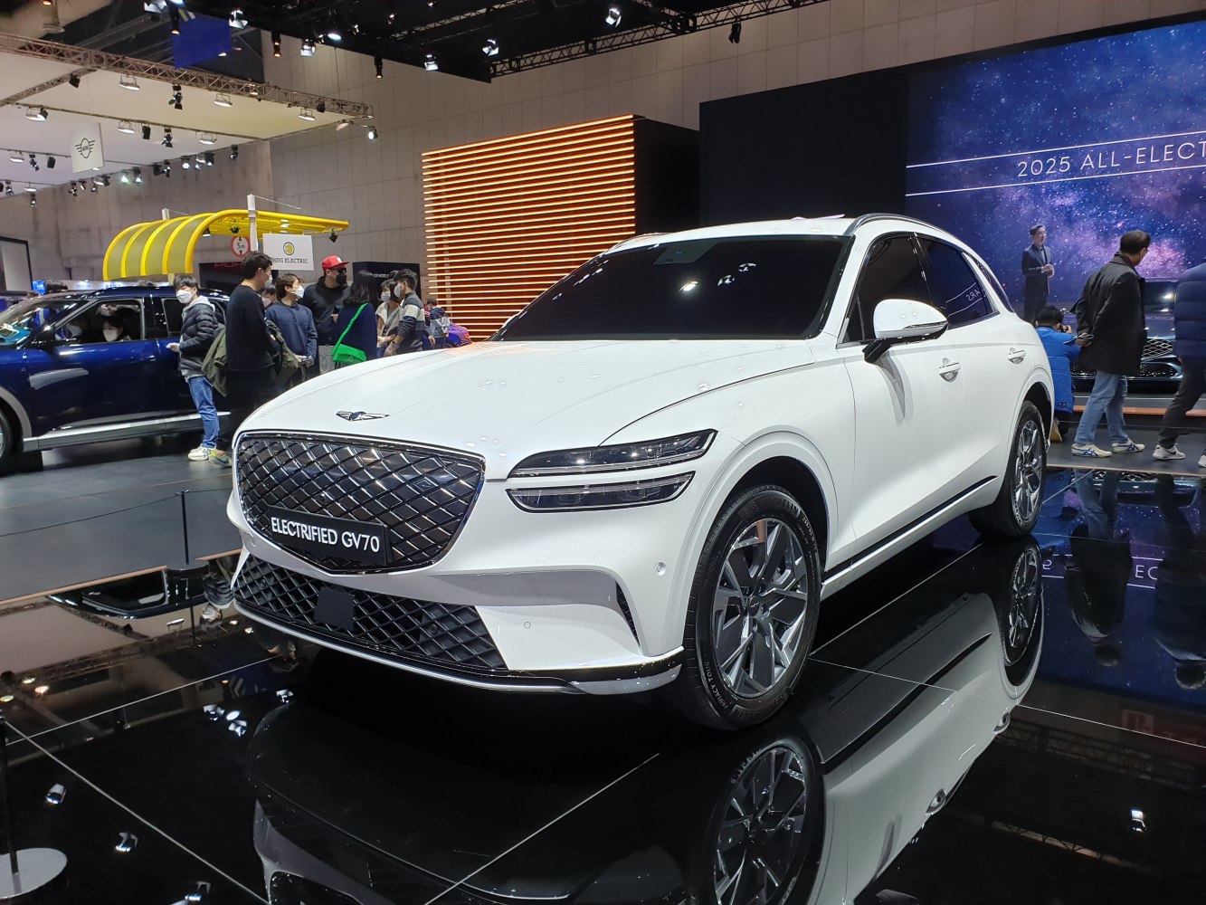 Front view with distinctive grille and sleek LED headlights