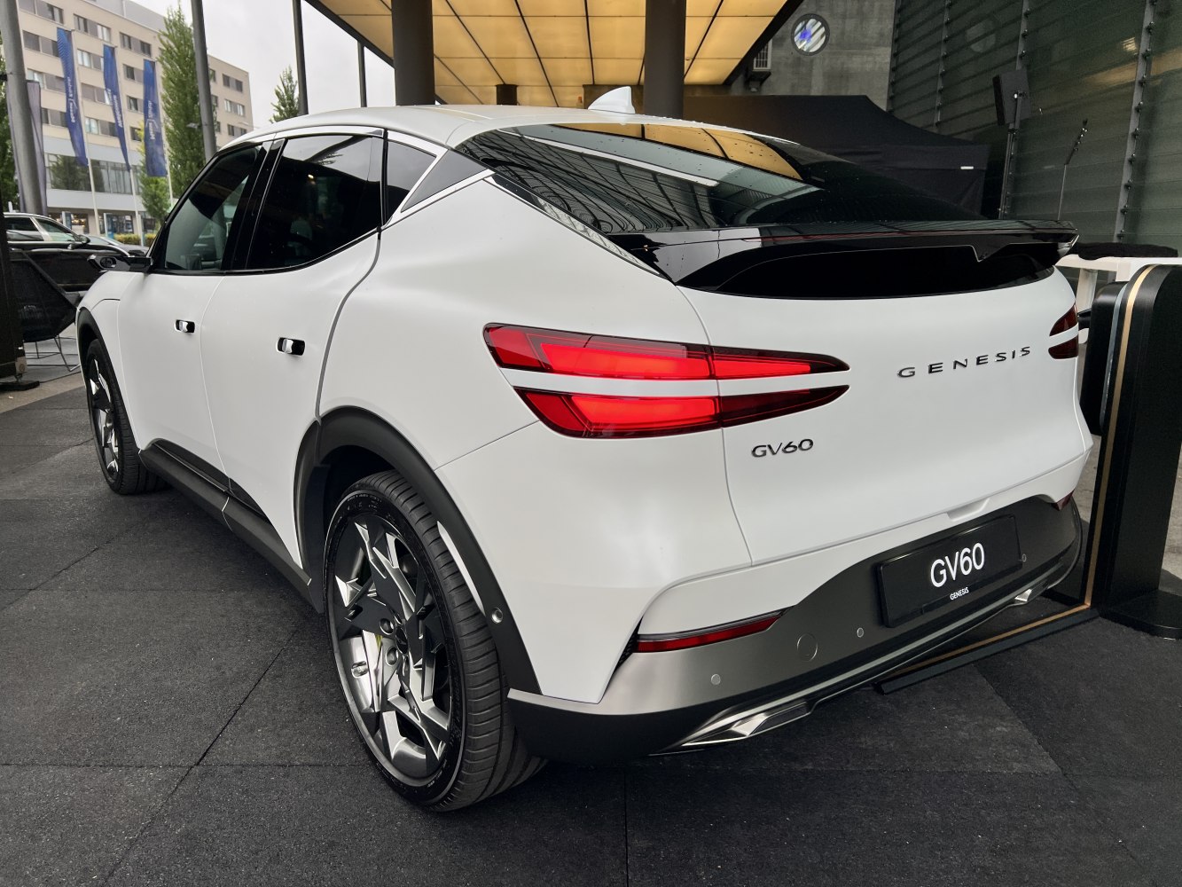 Rear design with distinctive horizontal LED taillights and alloy wheels.