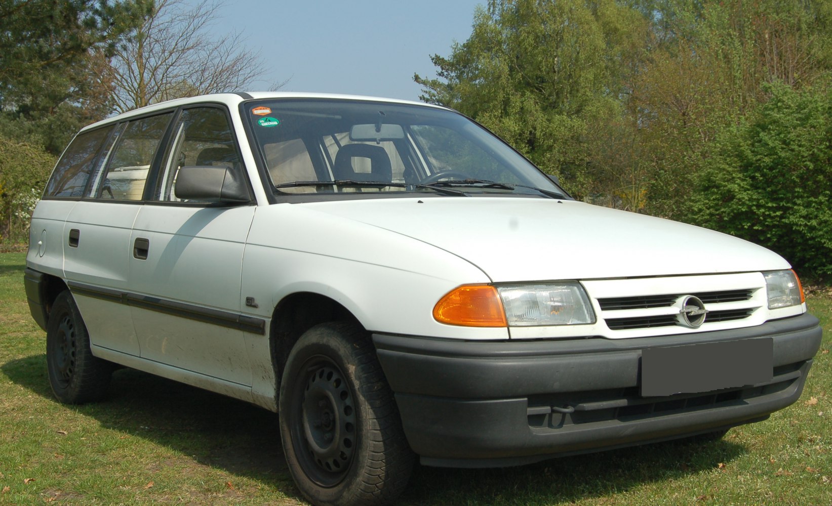 Compact station wagon with classic front grille and wide side windows
