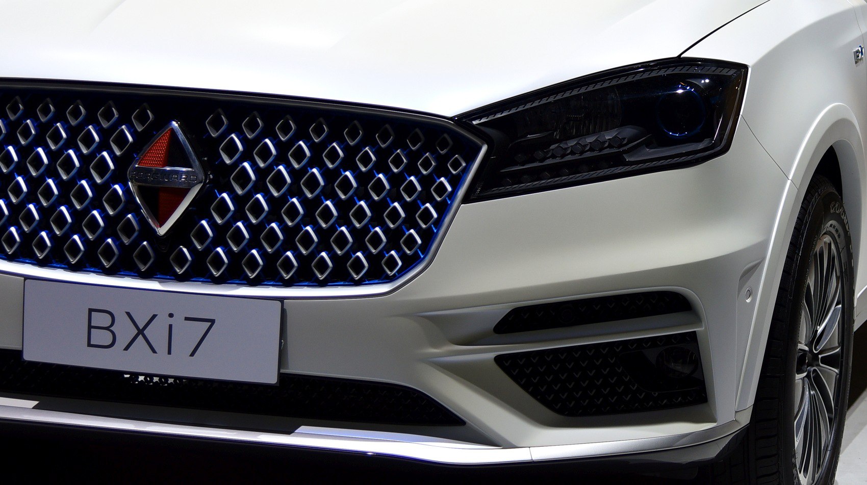 Close-up of front grille and headlight design