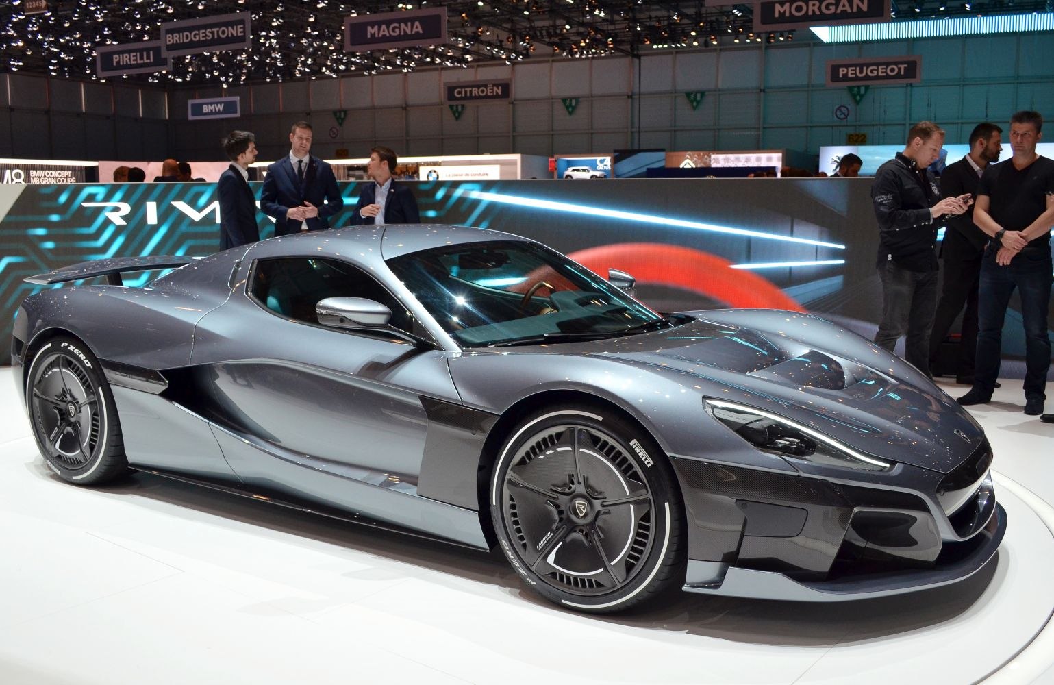 Sleek hypercar with aerodynamic body and unique wheel design