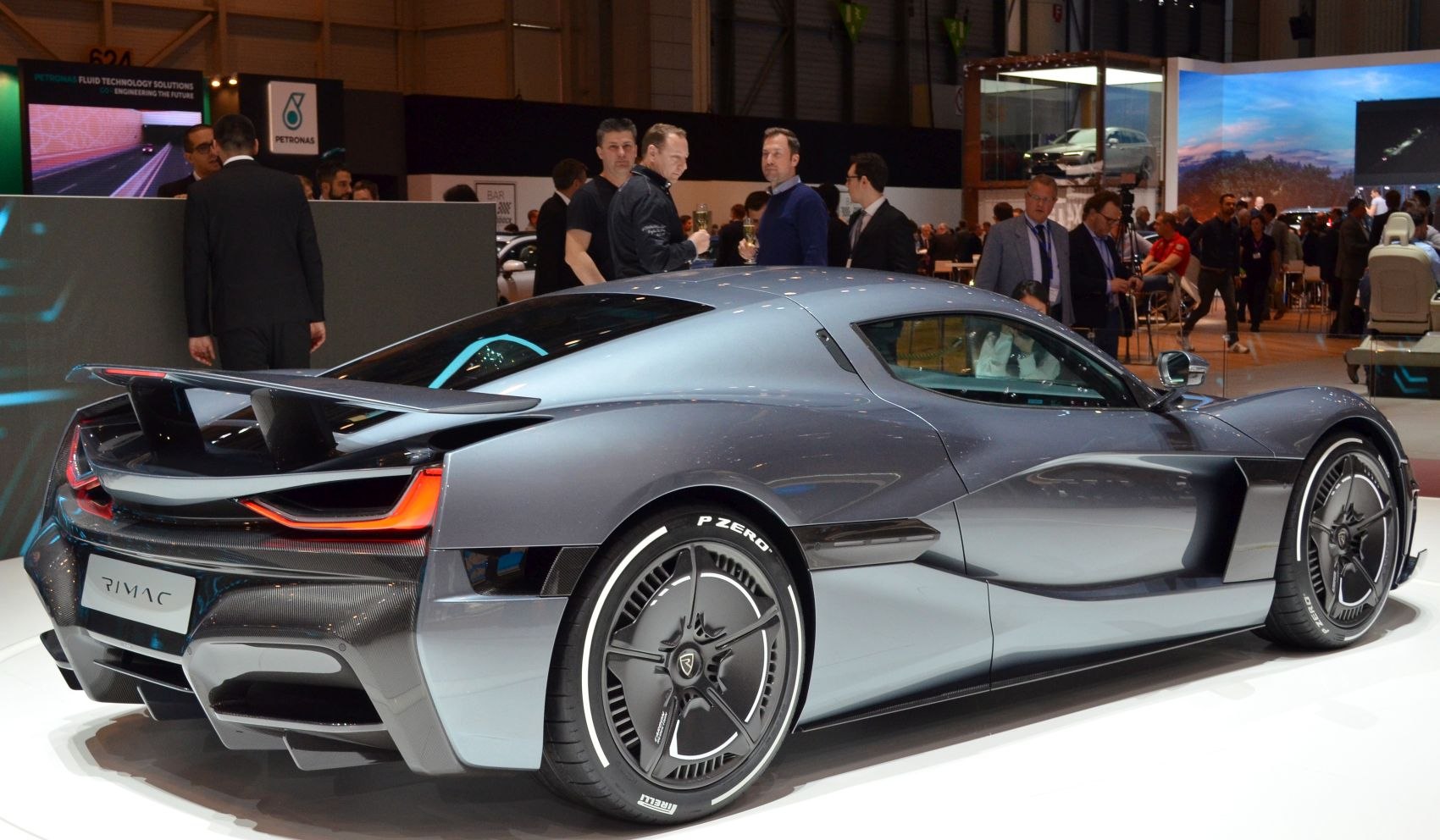 Rear and side view with aerodynamic spoiler and unique wheels