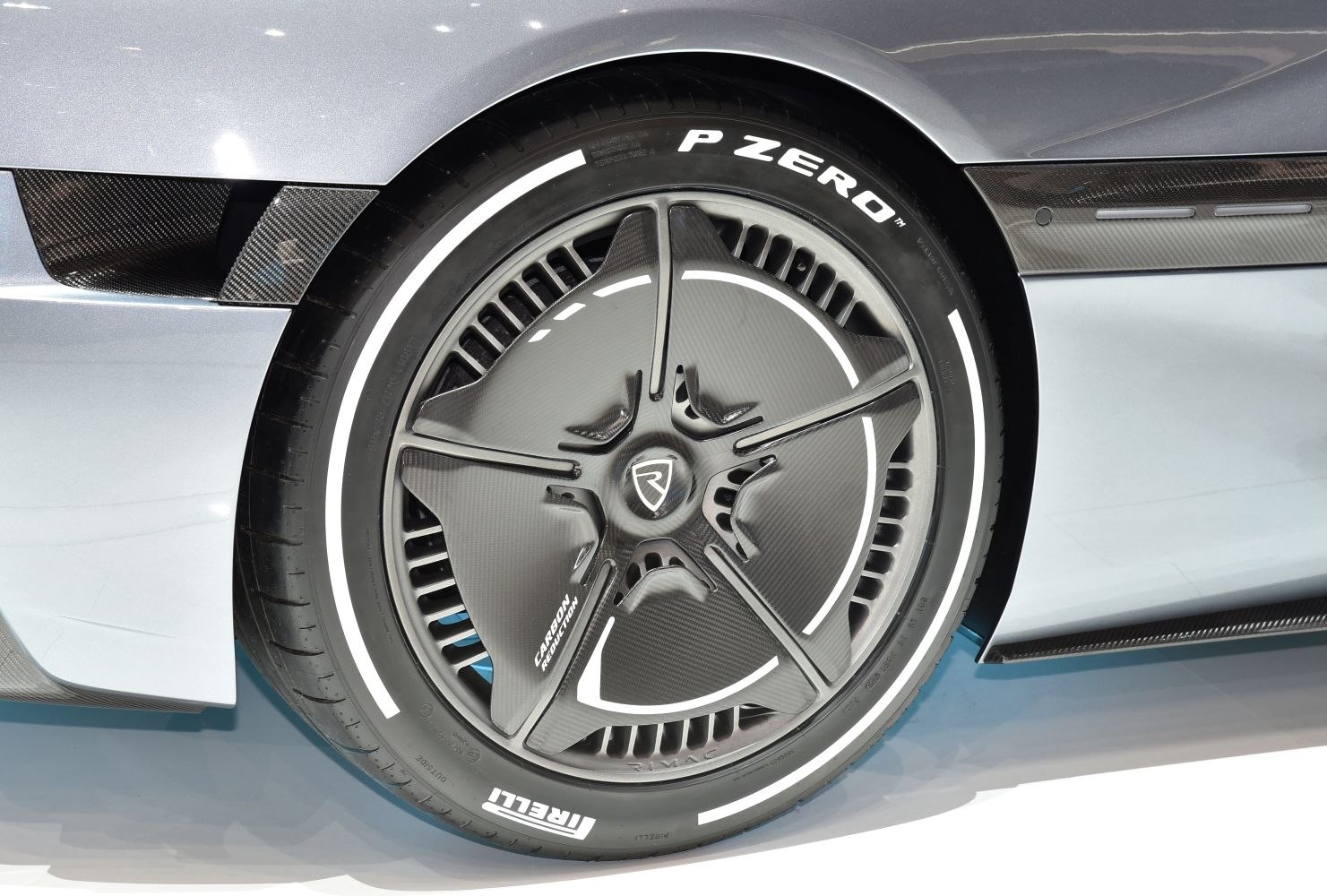 Carbon fiber aerodynamic designed wheel with Pirelli P Zero tires