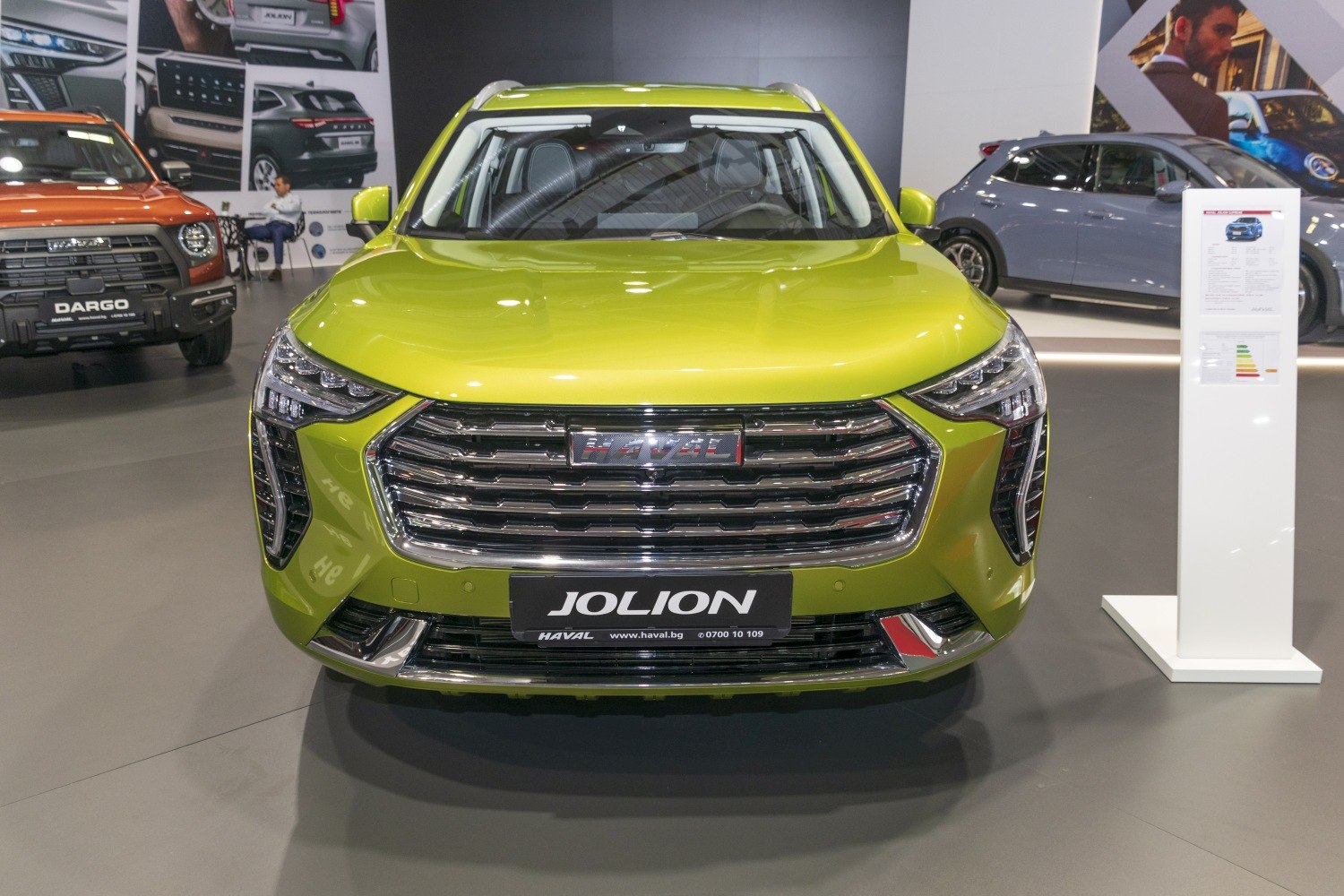 Front view with prominent grille and LED headlights