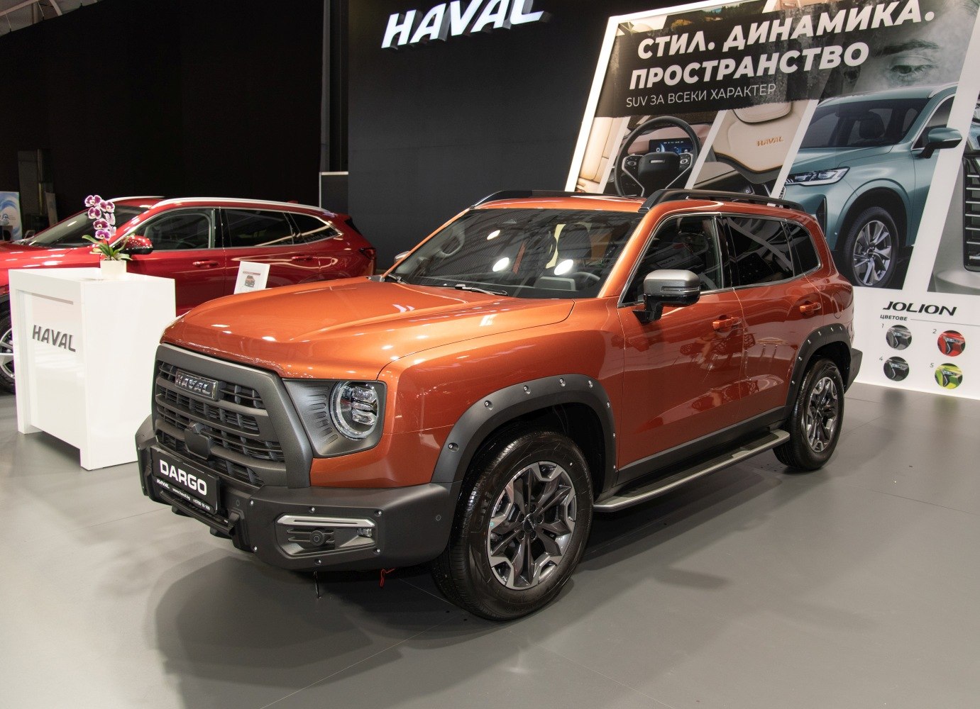 Rugged SUV with bold front grille and fender flares