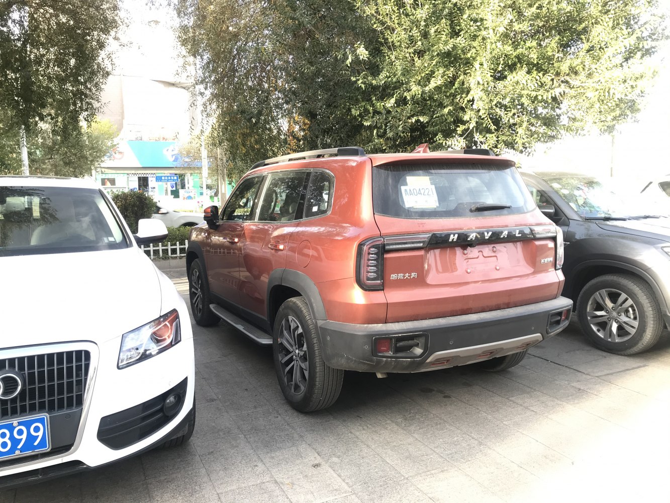 Rear side of SUV with LED taillights, roof rails, and alloy wheels